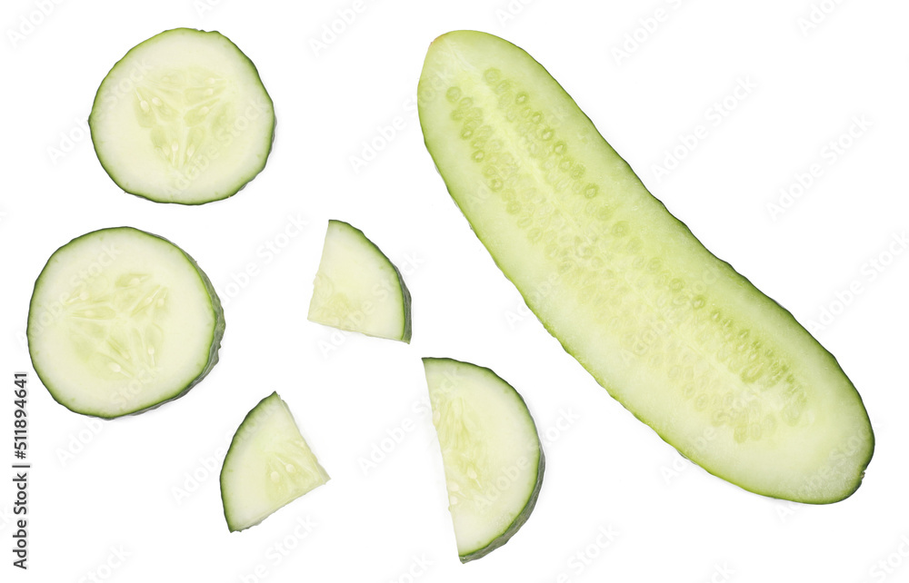 Cucumber slices isolated on white background Cucumber slices isolated on white background