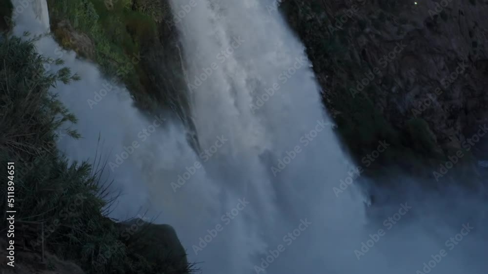 Duden Waterfall and Duden Park on the Mediterranean coast in Antalya, Turkey. night landscape Duden Waterfall and Duden Park on the Mediterranean coast in Antalya, Turkey. night landscape