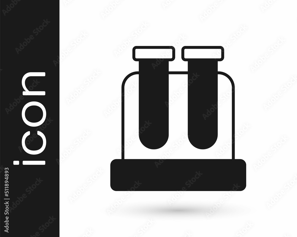 Black Test tube and flask chemical laboratory test icon isolated on white background. Laboratory glassware sign. Vector Black Test tube and flask chemical laboratory test icon isolated on white background. Laboratory glassware sign. Vector