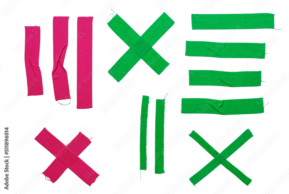 Obraz premium single colourful cloth tape adhesive strips on white background. poster elements for your mixed media collage.