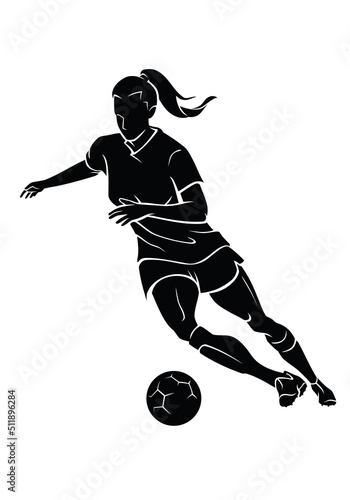 Women's Football, Front View Silhouette