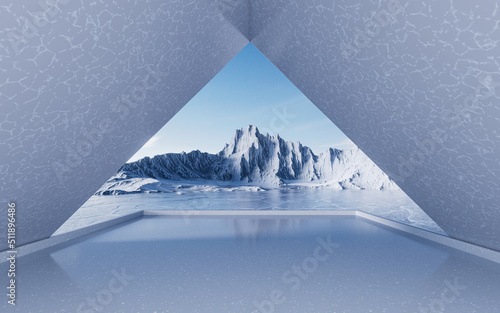 Canvas Print Ice ground with crack pattern, 3d rendering.