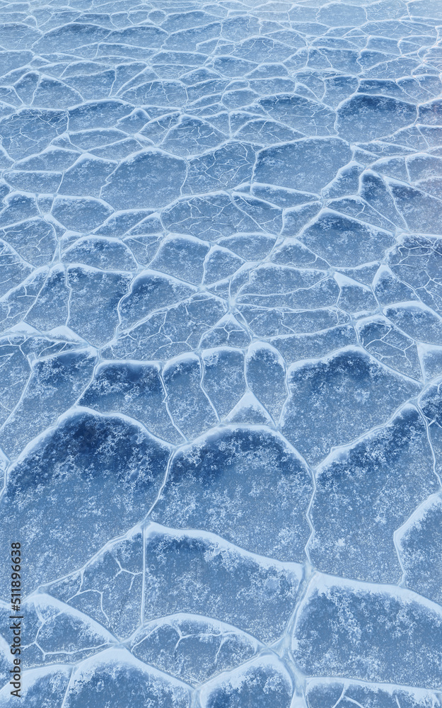 Obraz premium Ice ground with crack pattern, 3d rendering.