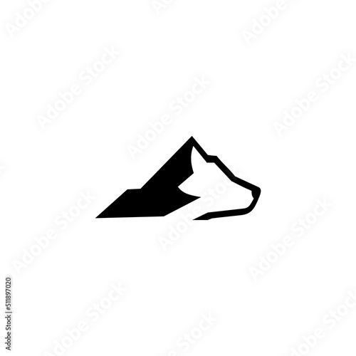 logo design mountain with dog vector illustration for outdoor pet
