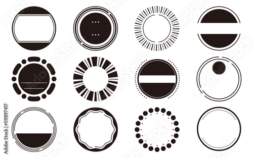 12種類の円形フレームセット 黒