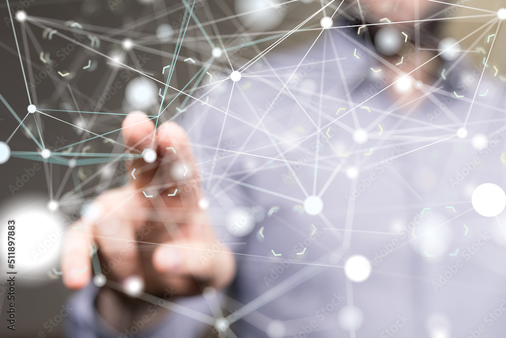 Global network. Blockchain. 3D illustration. Neural networks and artificial intelligence. Abstract Global network. Blockchain. 3D illustration. Neural networks and artificial intelligence. Abstract