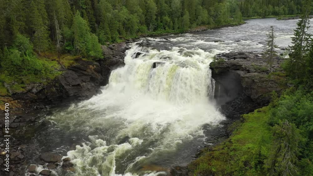 Ristafallet waterfall in the western part of Jamtland is listed as one of the most beautiful waterfalls in Sweden. Ristafallet waterfall in the western part of Jamtland is listed as one of the most beautiful waterfalls in Sweden.