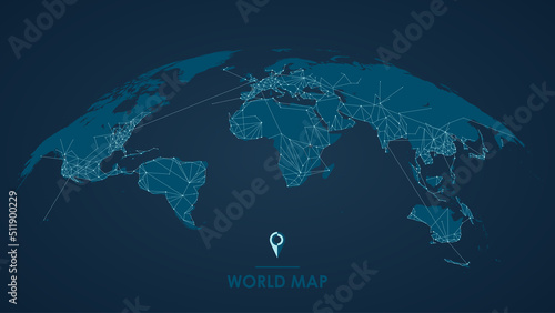 Global world telecommunication map, Cloud computing, Internet networks and data exchange worldwide business, vector tech background