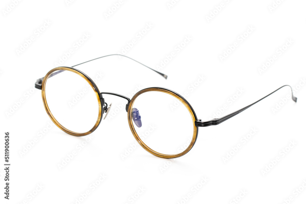 Image of modern fashionable spectacles isolated on white background, Eyewear, Glasses.