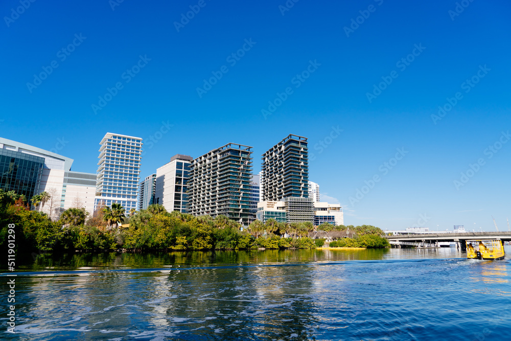 Beautiful Tampa city downtown and Hillsborough river landscape