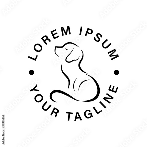 Elegant line style dog icon for pet shop, grooming, hotel and exhibition