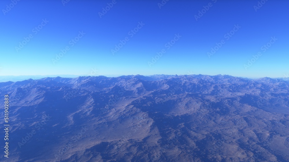 landscape on planet Mars, scenic desert scene on the red planet
