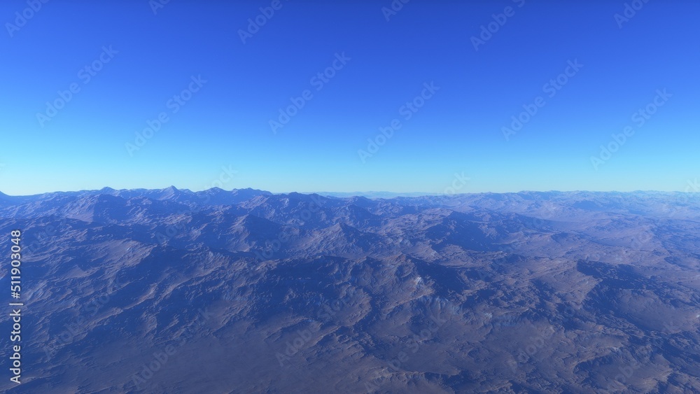 landscape on planet Mars, scenic desert scene on the red planet
