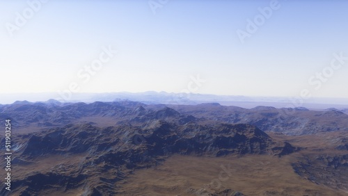 landscape on planet Mars  scenic desert scene on the red planet 