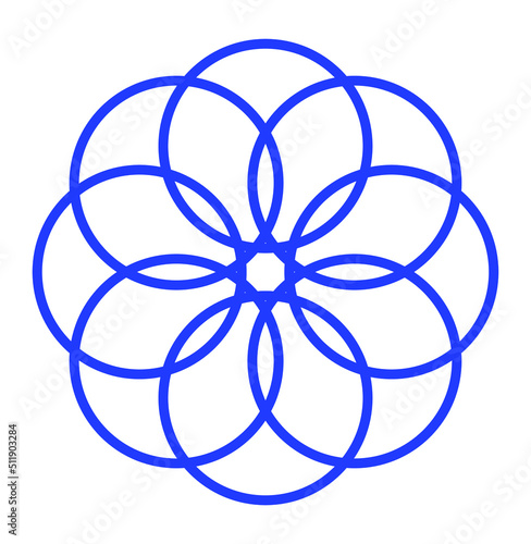 8 blue circles mandala vector icon. eight blue circles icon.