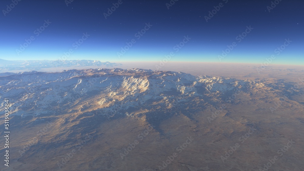 Mars like red planet, with arid landscape, rocky hills and mountains, for space exploration and science fiction backgrounds.
Mars like red planet, with arid landscape, rocky hills and mountains, for space exploration and science fiction backgrounds.