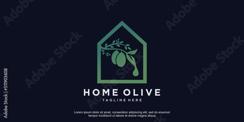 Olive logo design vector with creative abstract concept Premium Vector