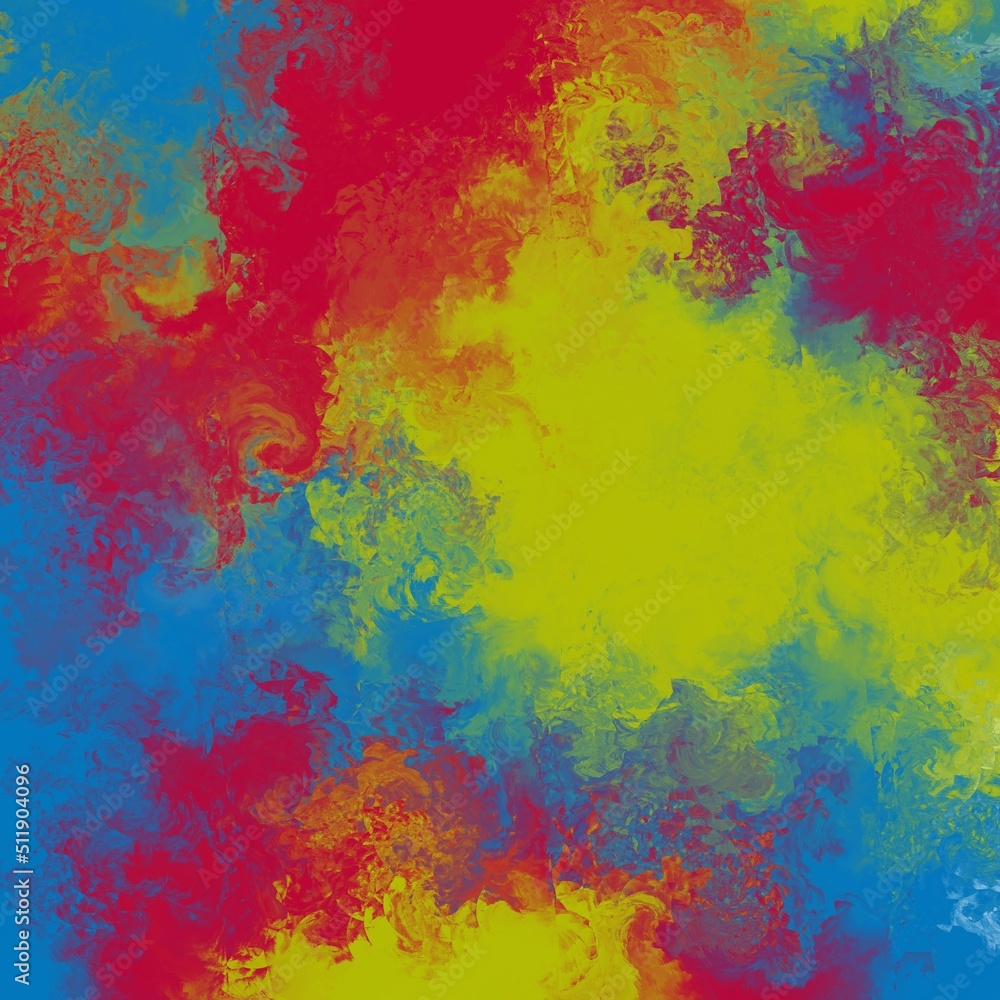 Red, yellow and blue colored abstract background. Liquid texture