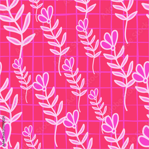 Abstract simple flower seamless pattern. Children's floral wallpaper. Cute plants endless backdrop.