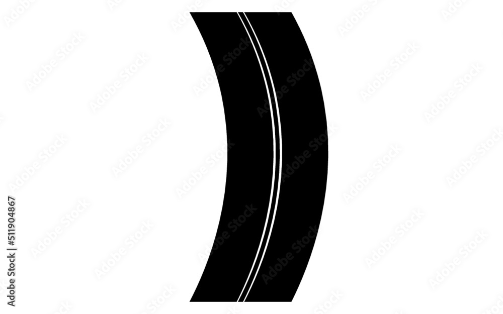Grafika wektorowa przedstawiająca wizualizację drogi o czarnej nawierzchni. Posiada ona dwa pasy ruchu rozdzielone białą linią. - obrazy, fototapety, plakaty 