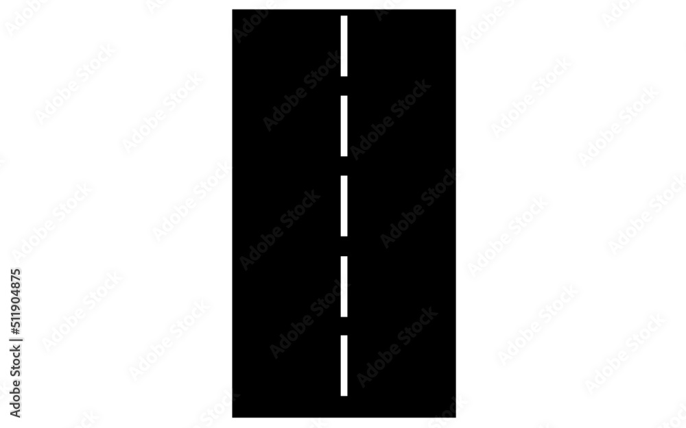 Grafika wektorowa przedstawiająca wizualizację drogi o czarnej nawierzchni. Posiada ona dwa pasy ruchu rozdzielone białą linią. - obrazy, fototapety, plakaty 