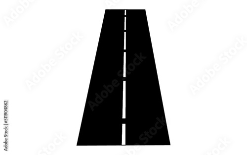 Grafika wektorowa przedstawiająca wizualizację drogi o czarnej nawierzchni. Posiada ona dwa pasy ruchu rozdzielone białą linią.