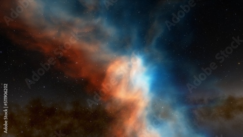 Fototapeta Naklejka Na Ścianę i Meble -  colorful space background with stars, nebula gas cloud in deep outer space, science fiction illustrarion 3d render