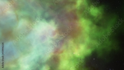 colorful space background with stars, nebula gas cloud in deep outer space, science fiction illustrarion 3d render