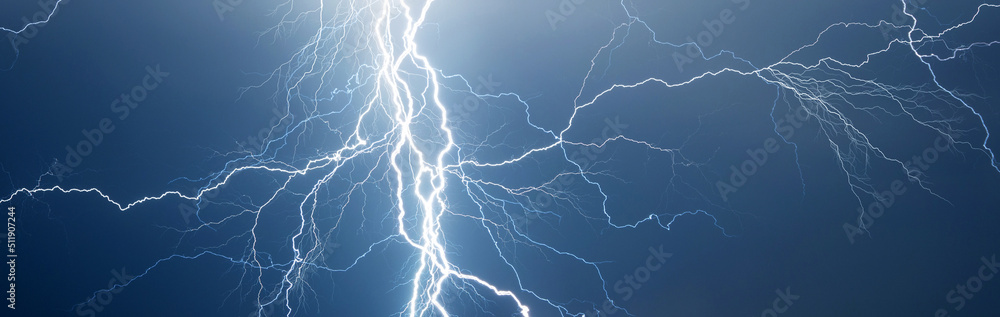 Fork lightning striking down during summer storm Fork lightning striking down during summer storm