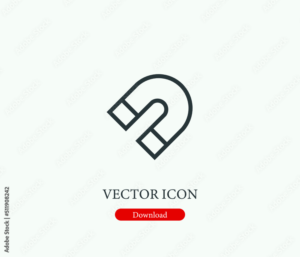 Magnet vector icon. Editable stroke. Symbol in Line Art Style for Design, Presentation, Website or Mobile Apps Elements, Logo. Magnet symbol illustration. Pixel vector graphics - Vector Magnet vector icon. Editable stroke. Symbol in Line Art Style for Design, Presentation, Website or Mobile Apps Elements, Logo. Magnet symbol illustration. Pixel vector graphics - Vector