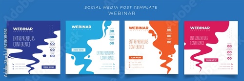 Set of social media post template with multicolored flat smoke design in white background design