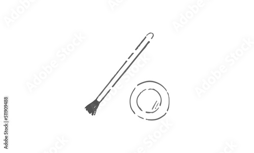 筆とパレットの線画イラスト