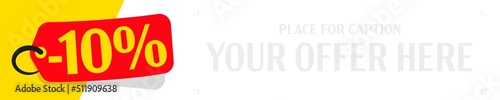 Minus 10 percent price off sale tag over background template