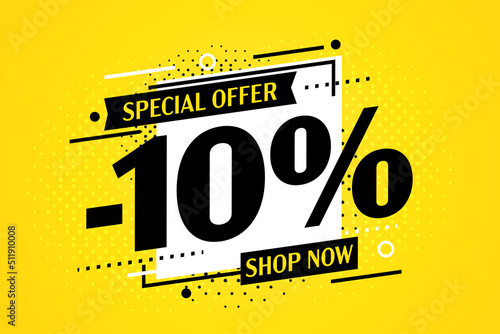 Minus 10 percent off special offer discount banner