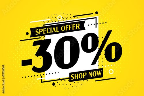 Minus 30 percent off special offer discount banner