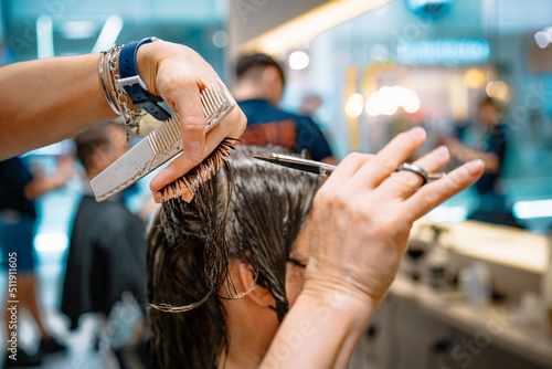 Man getting haircut at salon