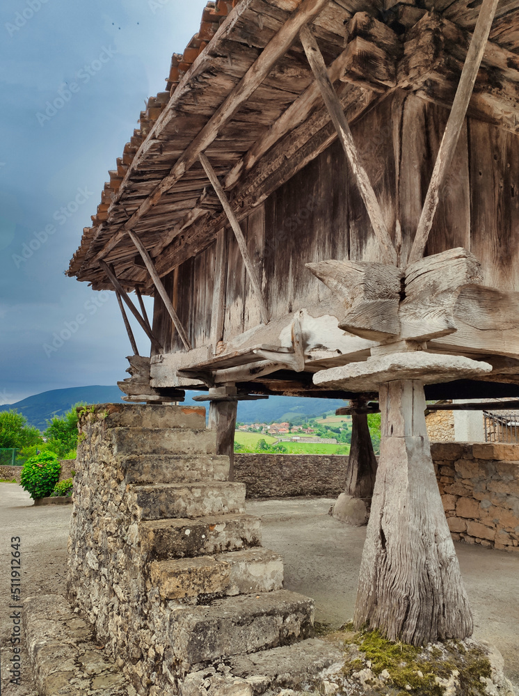 Horreo, typical hut is Asturias, La Llana village, Piloña, Asturias, Spain Horreo, typical hut is Asturias, La Llana village, Piloña, Asturias, Spain