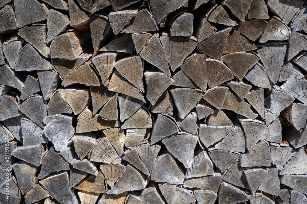 Logs cut for firewood were arranged in an orderly manner to prepare for use in the winter. Logs cut for firewood were arranged in an orderly manner to prepare for use in the winter.