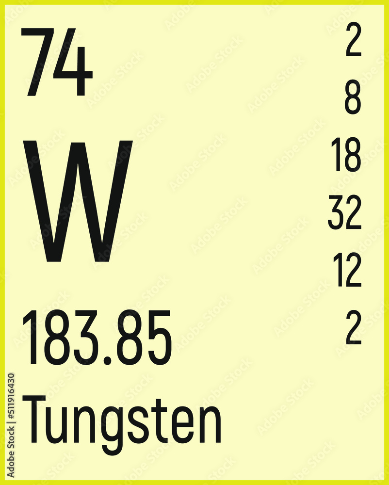 Periodic Table of the Elements Tungsten icon vector image. Stock Vector