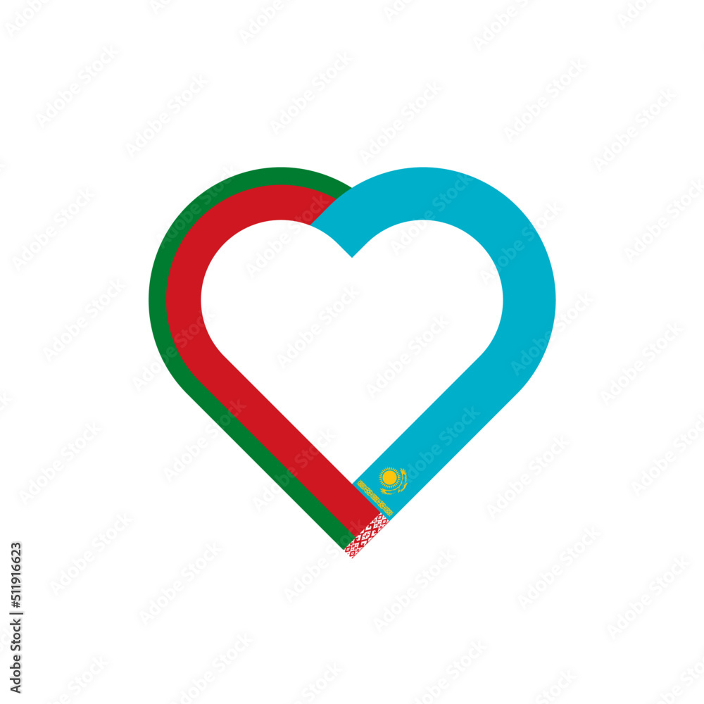 unity concept. heart ribbon icon of belarus and kazakhstan flags. vector illustration isolated on white background unity concept. heart ribbon icon of belarus and kazakhstan flags. vector illustration isolated on white background