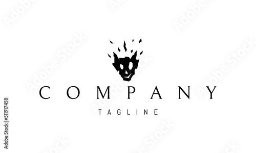 Vector logo on which an abstract image of the head of a mocking imp.