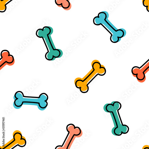 Seamless pattern with colorful chewing bones
