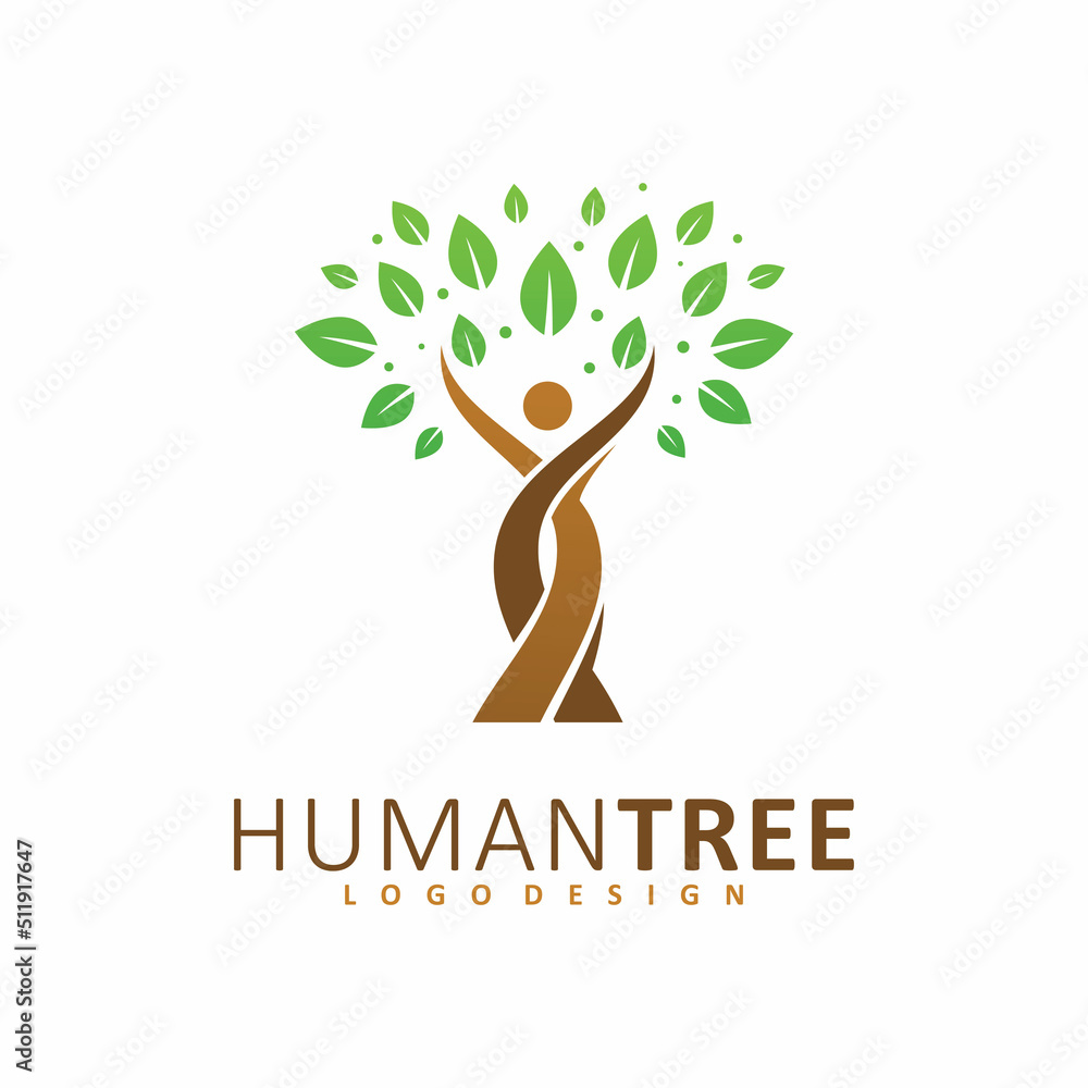 Obraz premium human people tree logo design