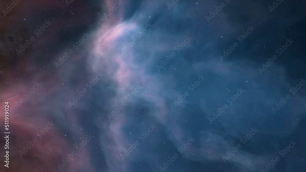 Obraz premium Cosmic background with a blue purple nebula and stars 