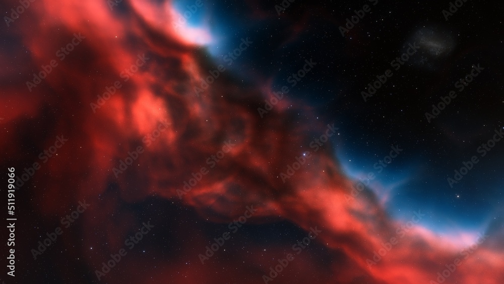 Fototapeta premium Cosmic background with a blue purple nebula and stars 