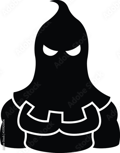 Black and White Cartoon Illustration Vector of an Executioner in a Hood