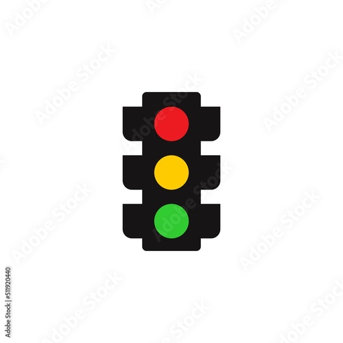 Vector traffic light in flat style isolated on white background