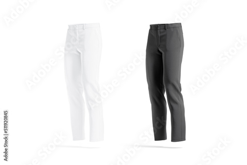 Blank black and white man pants mock up, side view photo