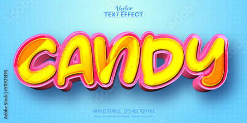 Cartoon text effect, editable candy text and comic text style