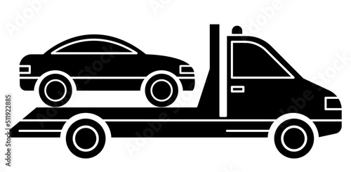 Tow Truck with Broken Car. Stock Vector Illustration